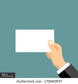 Hands holding card. Vector illustration