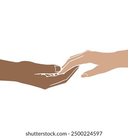 Hands Holding Cartoon Vector Drawing. Couple Hands Minimal Art Drawing. Love Print Trendy Minimalist Illustration