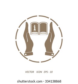 Hands holding catalog vector icon