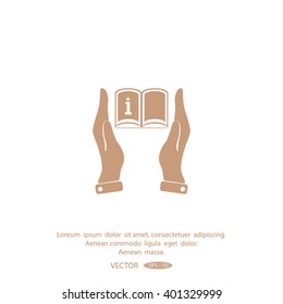 Hands holding catalog vector icon