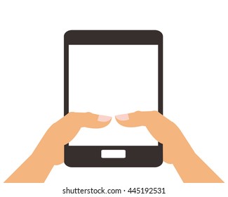 hands holding cellphone icon