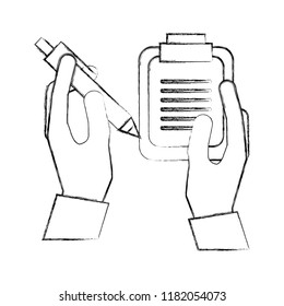 hands holding clipboard and pen supplies