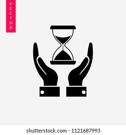 Hands holding clock icon
