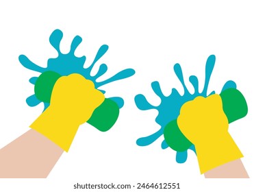 Hands holding a cloth or scouring pad to clean a surface.