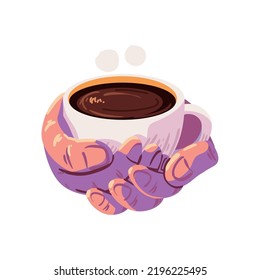 Hands Holding Coffee Cup Icon Isolated