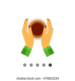 Hands holding coffee cup icon