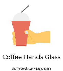 Hands holding coffee icon flat vector 