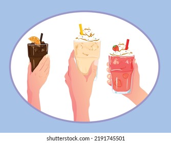 Hands holding coffee on white background.