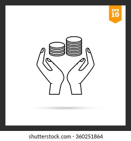 Hands holding coins