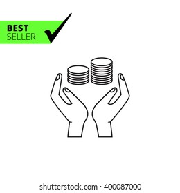 Hands holding coins