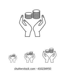 Hands holding coins
