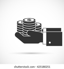 Hands holding coins