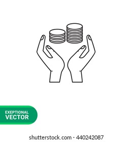 Hands holding coins