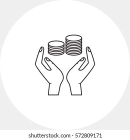 Hands holding coins