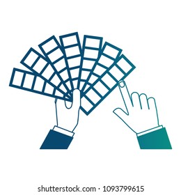hands holding color palette design
