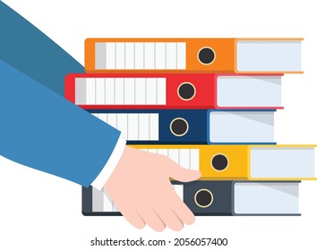 Hands holding colored folders with papers