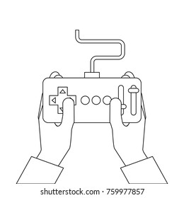hands holding control remote advance for drones
