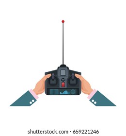 hands holding control remote advanced for drones