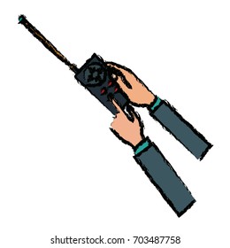 hands holding control remote advanced for drones with antenna