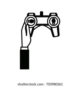 hands holding control remote advanced for drones