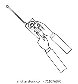 hands holding control remote advanced for drones with antenna