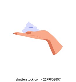 Hands holding cream. Concept of skin care, cosmetics. Isolated vector illustration in flat style.