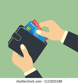 hands holding credit card for business concept. vector illustration