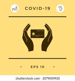 Hands holding credit card. Elements for your design