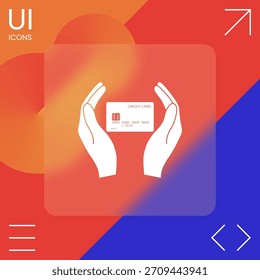 Manos con tarjeta de crédito. Elementos para su diseño