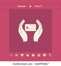Hands holding credit card. Graphic elements for your design