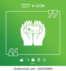 Hands holding credit card - icon