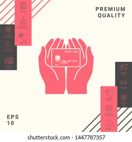 Hands holding credit card - icon. Graphic elements for your design