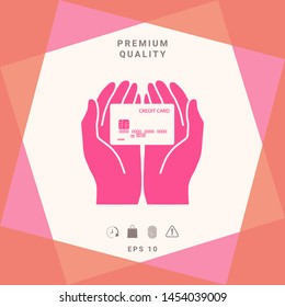 Hands holding credit card. Icon. Graphic elements for your design