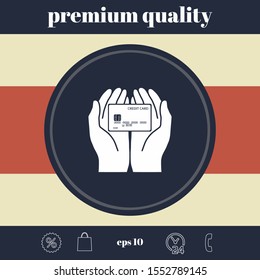 Hands holding credit card - icon. Graphic elements for your design
