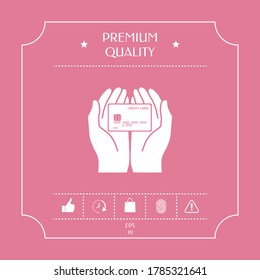 Hands holding credit card - icon. Graphic elements for your design