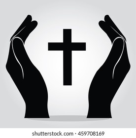 hands holding the cross