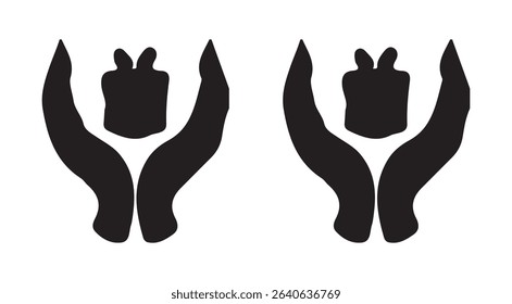 Hands Holding Cupcake Silhouette vector illustration eps 10