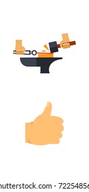 Hands holding different objects icon set