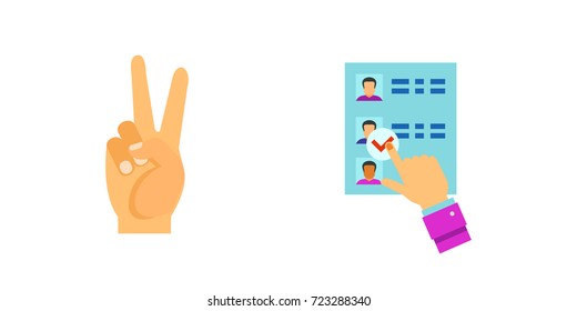 Hands holding different objects icon set