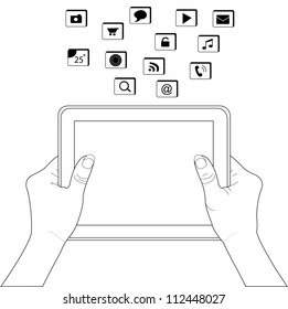 Hands holding digital tablet pc