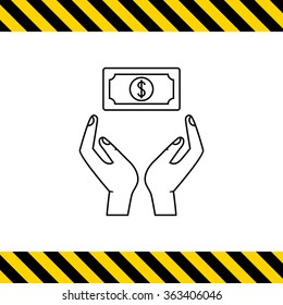 Hands holding dollar banknote