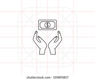 Hands holding dollar banknote
