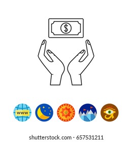 Hands holding dollar banknote
