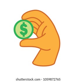 hands holding dollar coins vector illustration