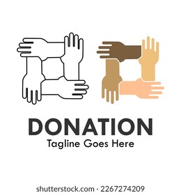 hands holding hands or donation logo template illustration