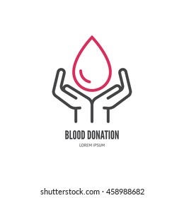 Hands holding drop of blodd - clean and simple vector illustration  for blood donation.