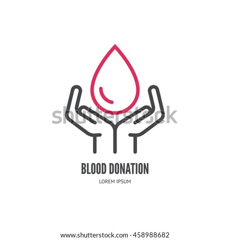 Hands holding drop of blodd - clean and simple vector illustration  for blood donation.