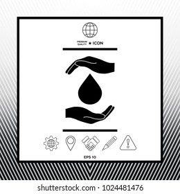 Hands holding drop - protection icon
