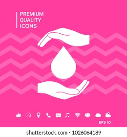 Hands holding drop - protection icon