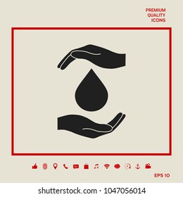 Hands holding drop - protection icon